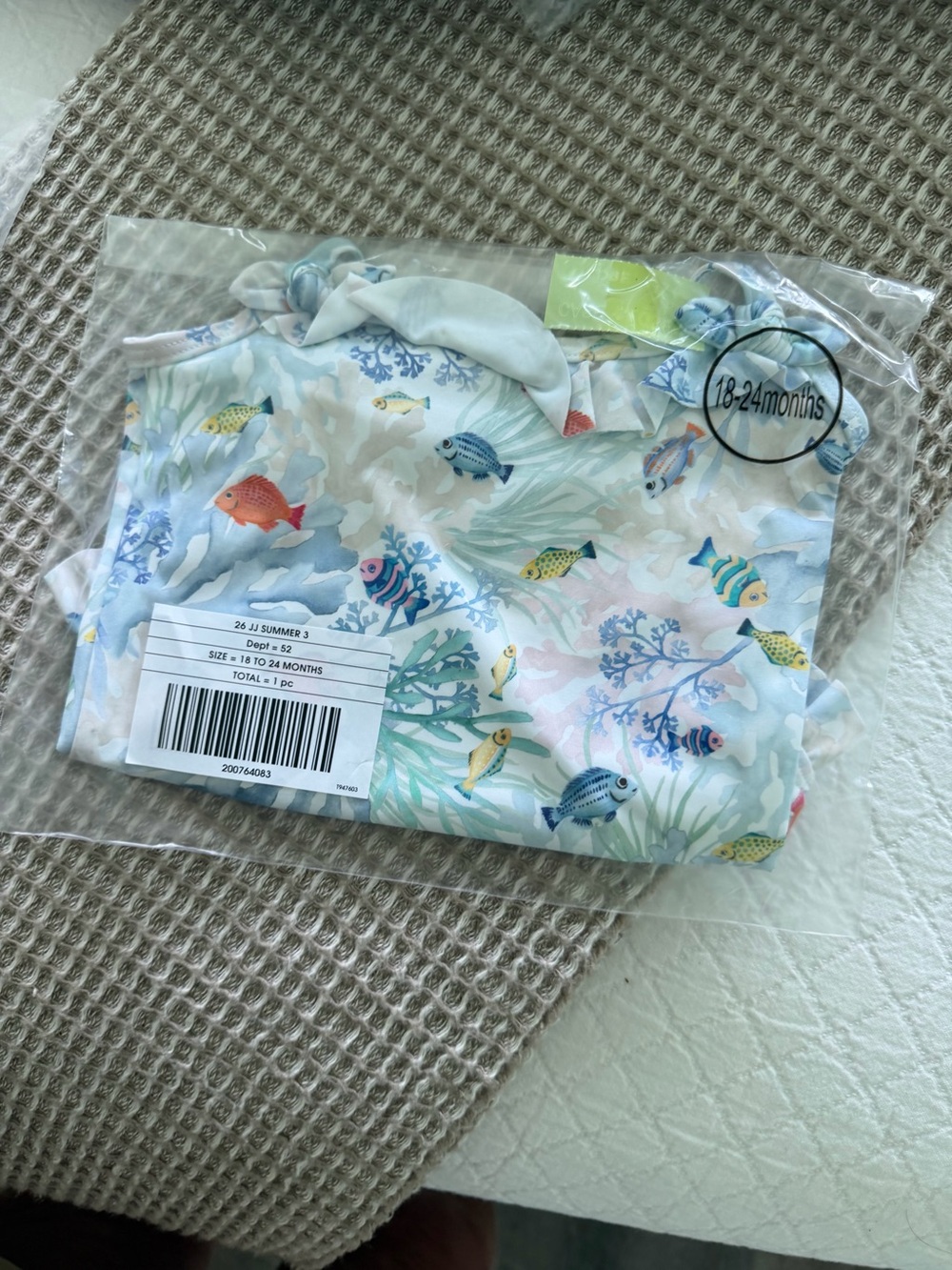 Jamie and Jack girls 18 to 24 months Sea Life Print Swimsuit- Light blue nwt
